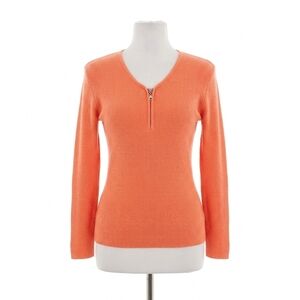 NEW ANGEL APPAREL zip v-neck top in melon